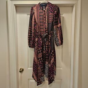 NWOT Vince Camuto Navy and Pink Vintage Pattern Fit and Flare Dress Size 6